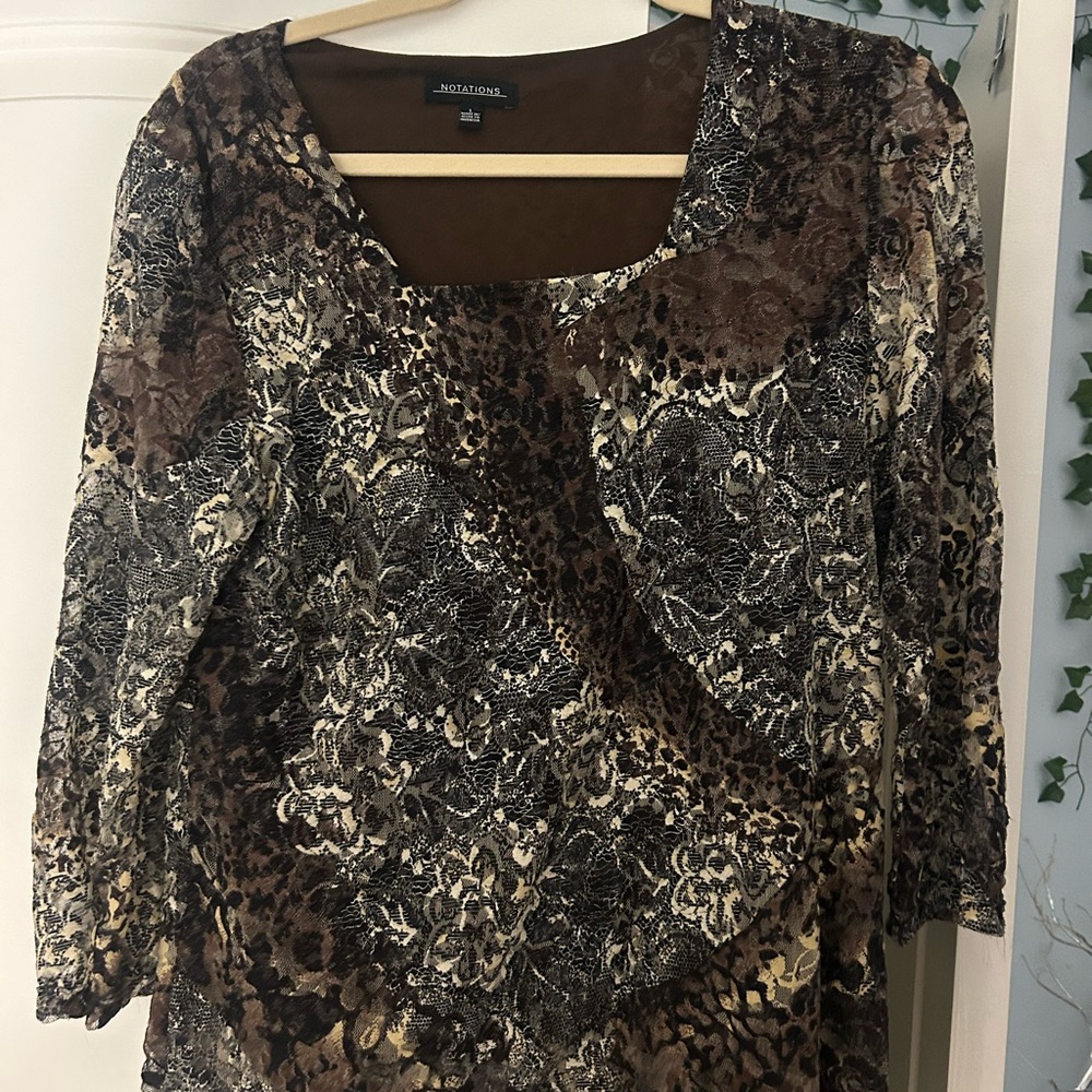 Notations Brown and Black Women's Blouse